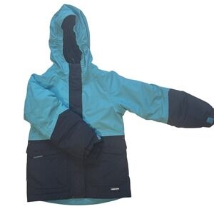 Lands' End Girls Kids Squall Jacket Navy Turquoise Hood Grow-A-Long L 6X-7